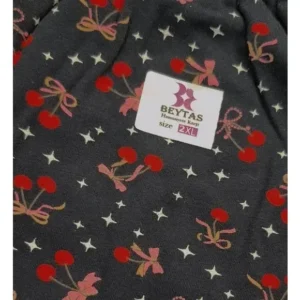 ست تیشرت و شلوار نخی طرح آلبالو برند Beytas سایزبندی XL,2XL,3XL راحتی روزمره