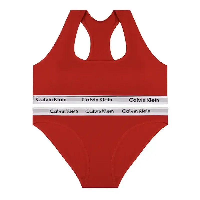 ست نیم تنه و شورت زنانه ورزشی کش اسپرت نخی پنبه ای کاپ متحرک Calvin Klein