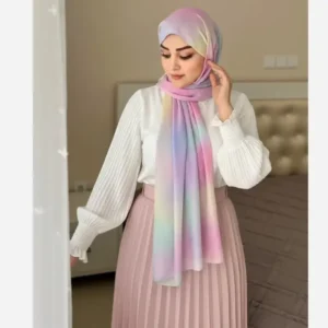 شال نخ کاستوم طرح نورا رویای پاستلی 70×200 سانتی متر