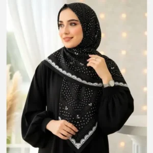 روسری سوپر نخ طرح فلوریدا قواره 110 برند میس رز منگوله دار