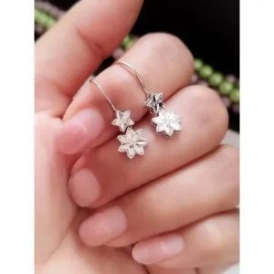 گوشواره نقره زنانه آویز عیار 925 با روکش طلا سفید طرح خاص