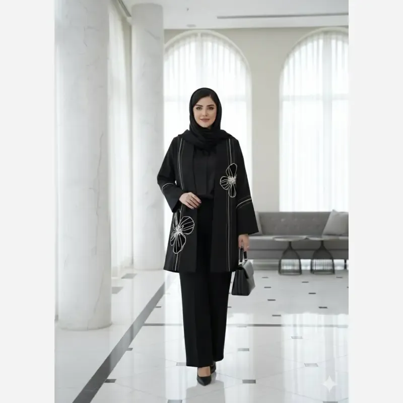 مانتو زنانه کرپ مازراتی تیکه دوزی مدل میرا قد 80