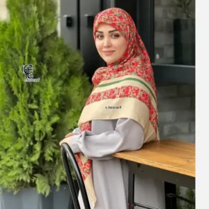 روسری نخ کاستوم طرح گلی سایز 140