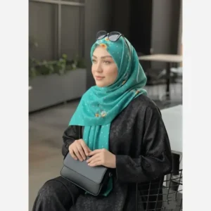 روسری نخ کاستوم قواره 140 طرح پونه تیره