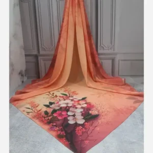روسری نخ کاستوم طرح گوهر طیفی گلبهی بانوان