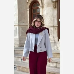 کت و شلوار زنانه مدل امیلی کت فوتر شلوار مازراتی طوسی زرشکی