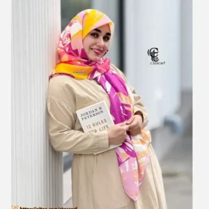 روسری نخ کاستوم طرح روشا سایز بزرگ چرخ دوز