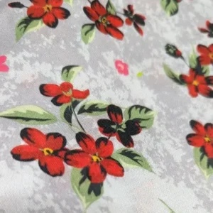 روسری نخ کاستوم طرح چیچک گل سرخ طوسی قواره بزرگ 140 سانتیمتر