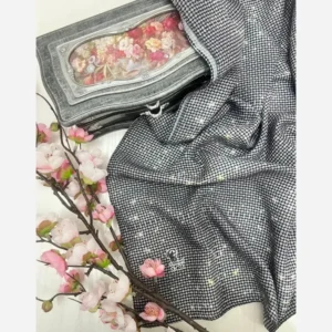 روسری نخ کاستوم طرح نگینی سایز 140 مجلسی و روزمره