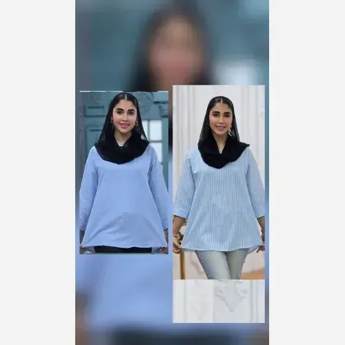 شومیز نخی ساده و دیپلمات یقه کوبایی فری سایز زنانه