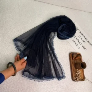 شال مجلسی زنانه دور گیپور مشکی سرمه ای قهوه ای سایز 170 در 50 سانتی متر