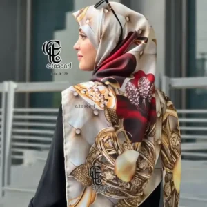 روسری نخی کاستوم طرح شقایق ابعاد 140×140 چرخ دوز