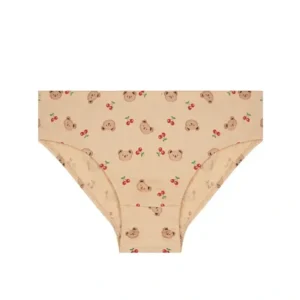 شورت زنانه اسلیپ جعبه ای نخ و پنبه کرم طرح خرس و گیلاس شارمین سایز XL
