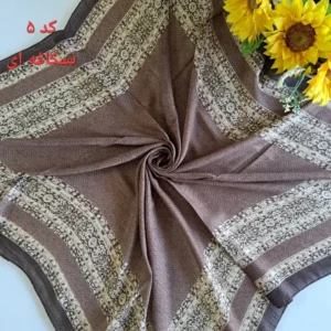 روسری زنانه نخی طرح حاشیه دار قواره 100 سانتیمتر